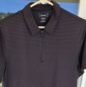 Alfani Mens 1/4 Zip Club Geometric Collard Shirt Sz Med